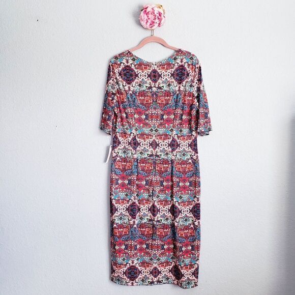 London Times Multicolor Kaleidoscope Sweatheart Neckline Dress - Picture 12 of 13